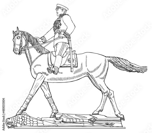 monument to Zhukov Russian commander Marshal of the Soviet Union on horseback photo