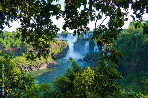Iguazu falls, summer landscape with scenic waterfalls © Tobias