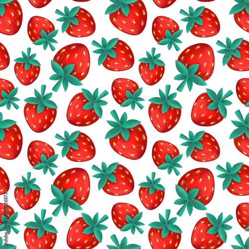 Seamless pattern with strawberry on a white background 