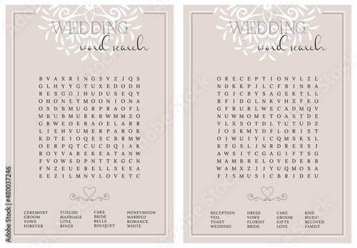 Photo Set wedding word search puzzle