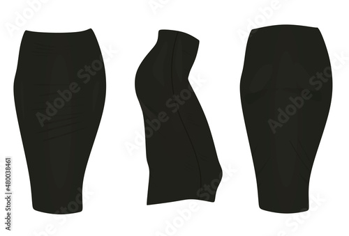 Black tight skirt. vector illustration