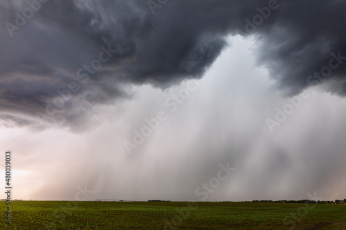 Rain clouds over a field