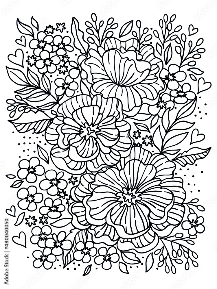 Flowers drawing and sketch with line-art on white backgrounds. Great for anti stress coloring pages. Zentangl style, art print. Flowers drawing and sketch with line-art on white backgrounds. Great for anti stress coloring pages. Zentangl style, art print.