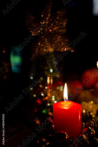 christmas candles burning in the dark