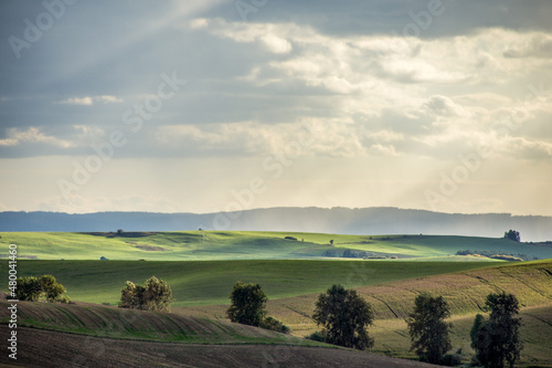landscape with fields, sky and mountains, autumn, Turiec, Slovakia, Europe