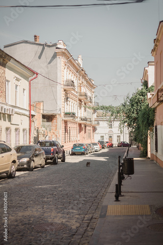 streets in the old district of the city of Odessa in Ukraine, Europe