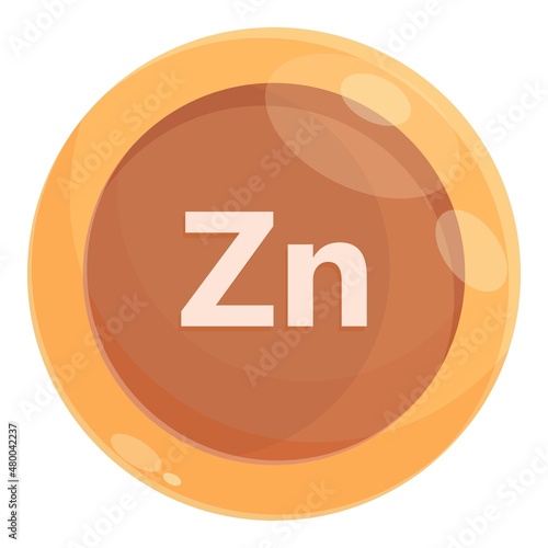 Zinc tablet icon cartoon vector. Mineral food. Zn nutrition
