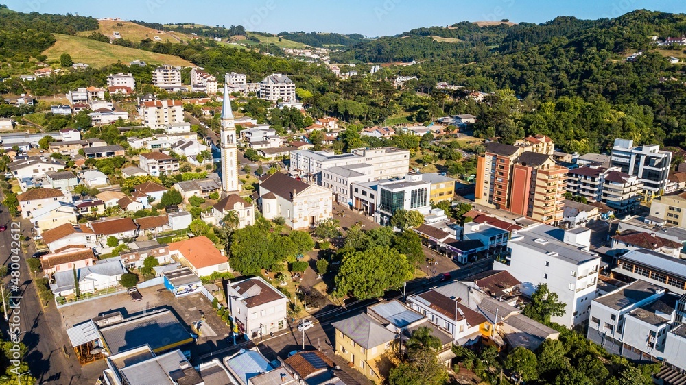 Serafina Correa RS. Aerial view of downtown Serafina Corrêa, Rio Grande do Sul