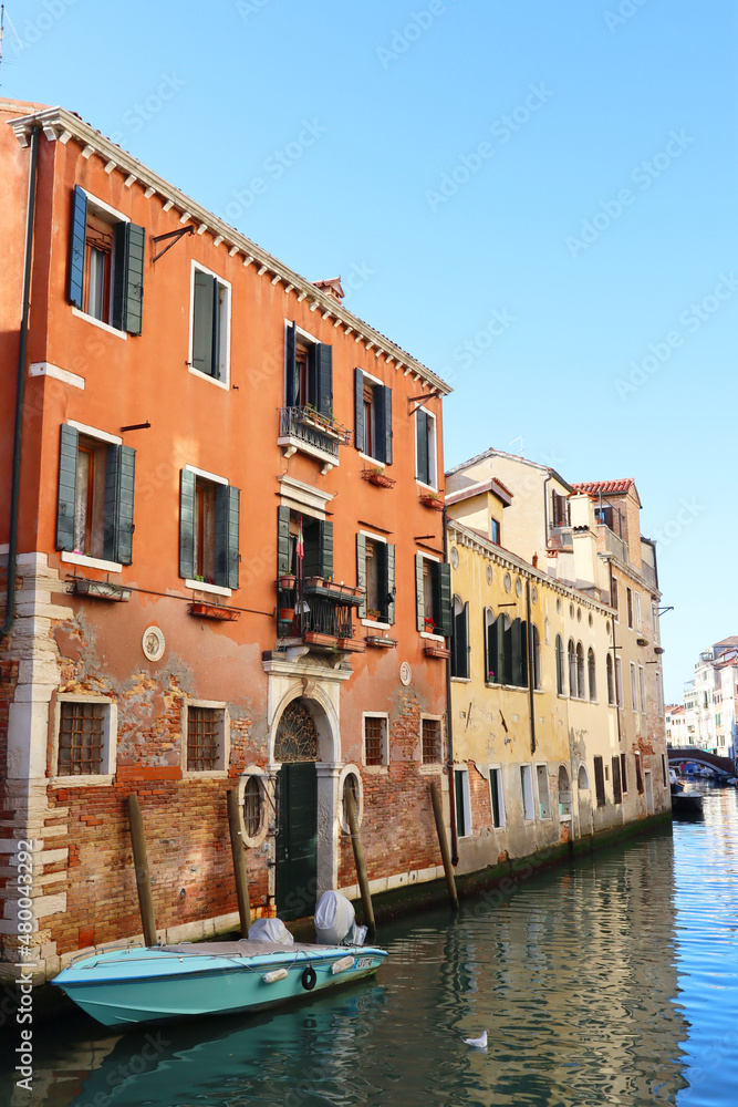 A photo of Venice canal on a sunny day.