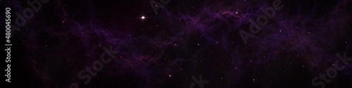 Space background with star dust and gas clouds. Fractal 3d illustration. Panoramic space galaxy nebula map. 