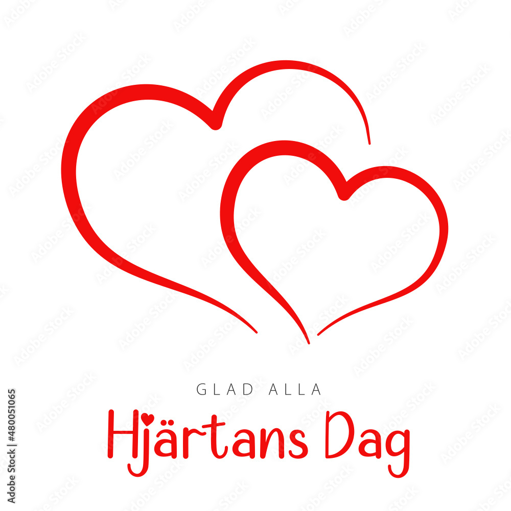 Swedish text: Glad Alla Hjärtans Dag. Happy Valentine's Day, vector