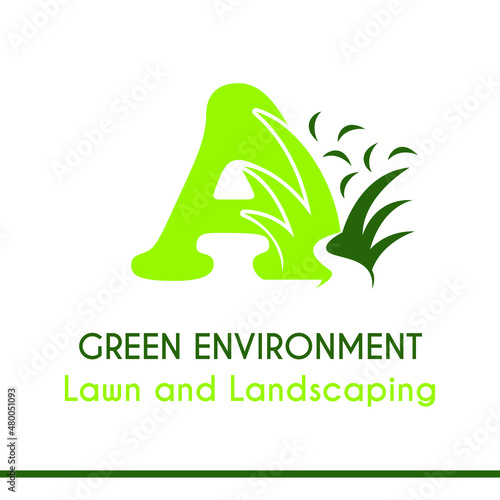 Initial A Letter with Green Grass for Lawn Landscaping Environment Garden Vegetation Home Care Management Service Business Logo Vector Idea