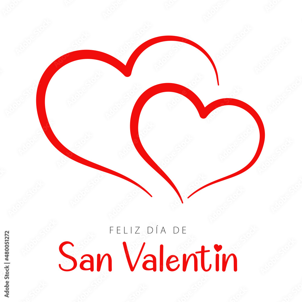 Spanish text: Feliz día de San Valentín. Happy Valentine's Day, vector