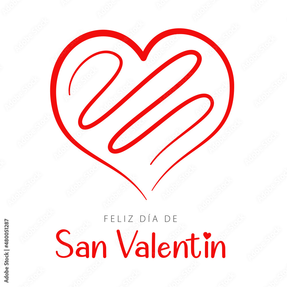 Spanish text: Feliz día de San Valentín. Happy Valentine's Day, vector