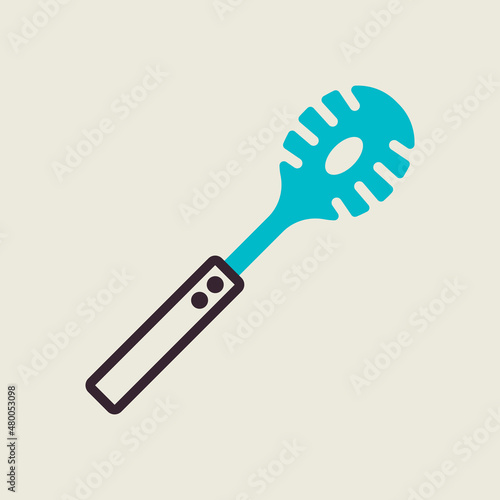 Kitchenware spaghetti spoon vector icon