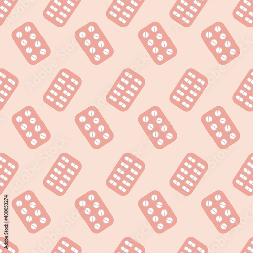 Pattern with pills. Menstruation hygiene.Menstruation concept. Seamless endless pattern. Feminism.Vector illustrations