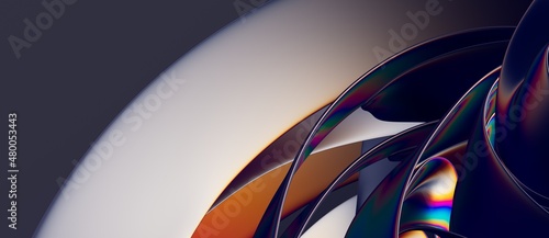 Billede på lærred Holographic flow poster. Wave Liquid shape in color background
