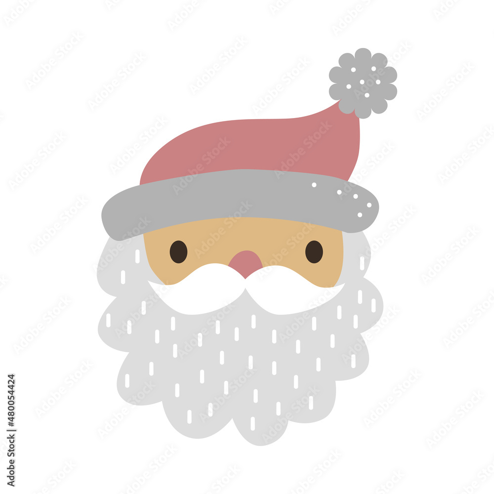 Cute cartoon Santa Claus for Christmas and New Year greeting design. Holiday character. Vector illustration