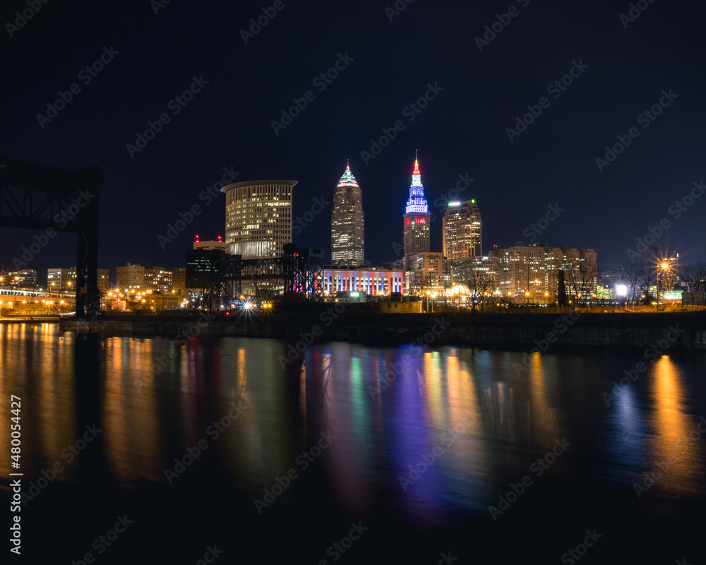 Cleveland Night Skyline Cuyahoga River