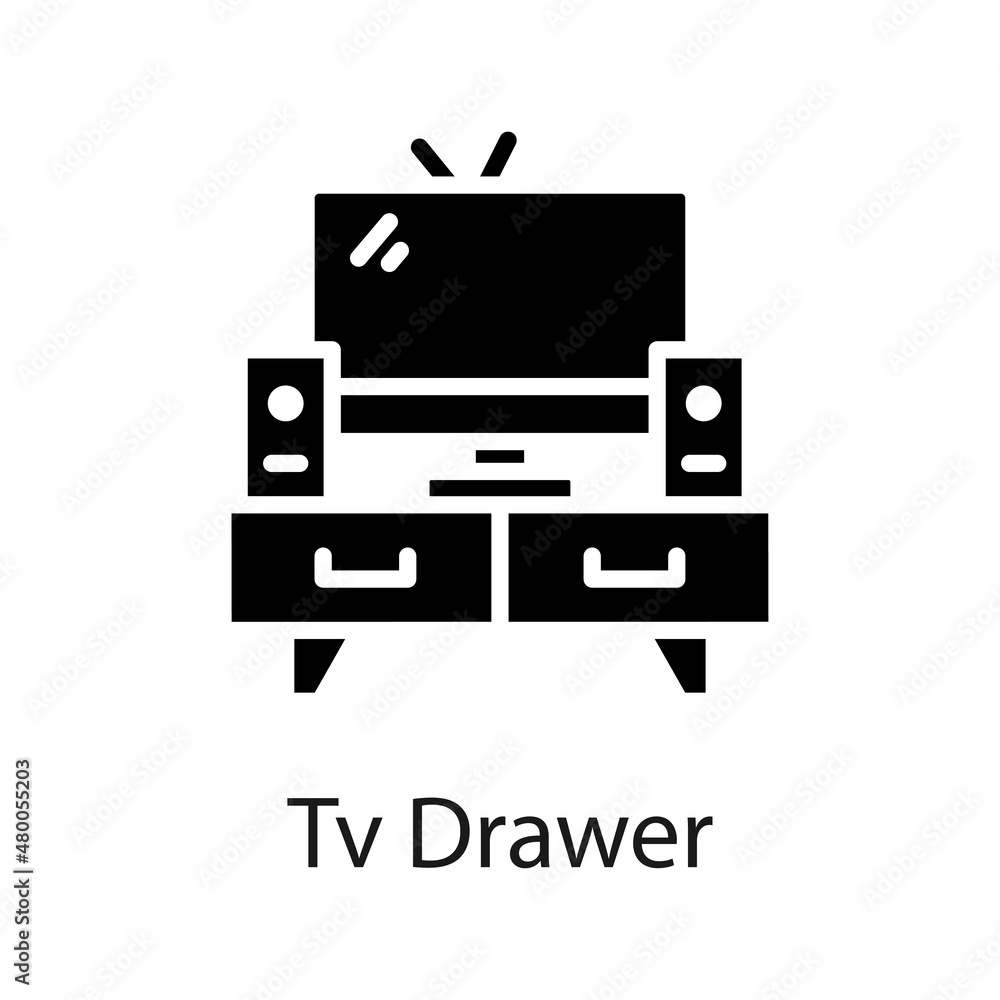 Tv Drawer vector Solid icon for web isolated on white background EPS 10 file Tv Drawer vector Solid icon for web isolated on white background EPS 10 file