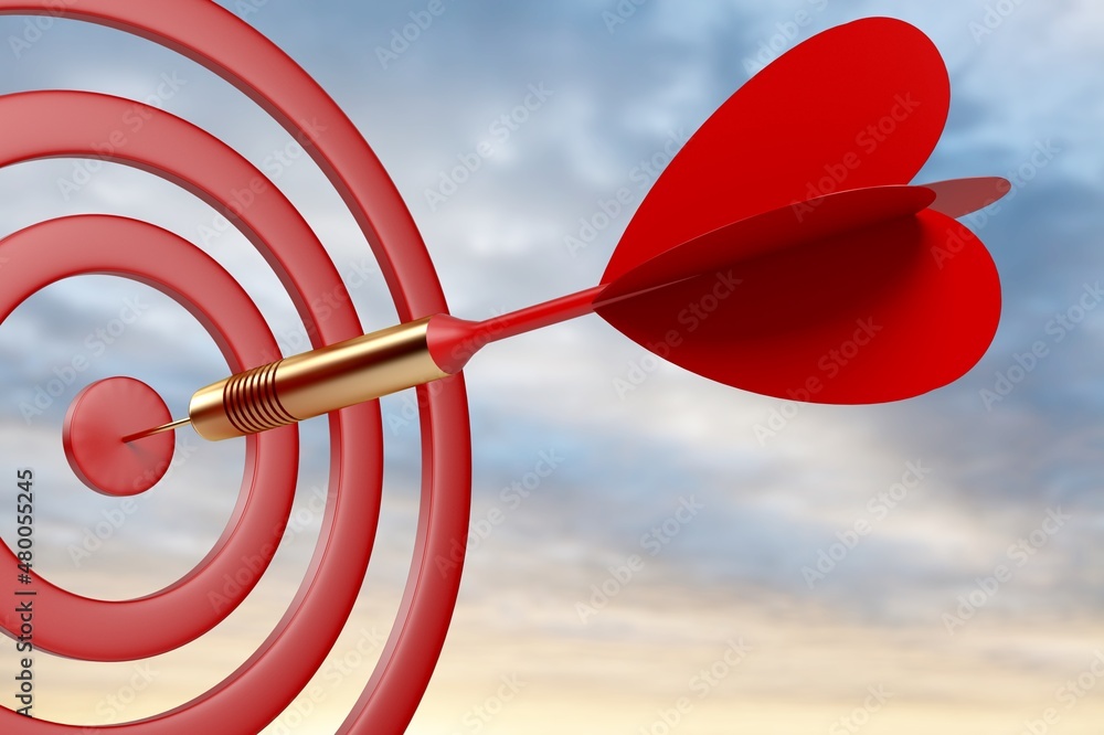 Classic game Dartboard target against the sky Classic game Dartboard target against the sky