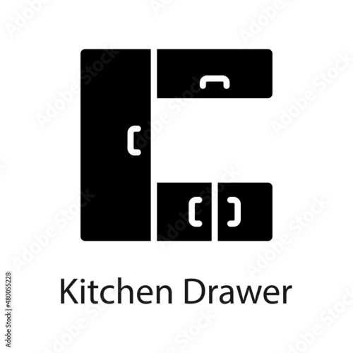 Kitchen Drawer vector Solid icon for web isolated on white background EPS 10 file
