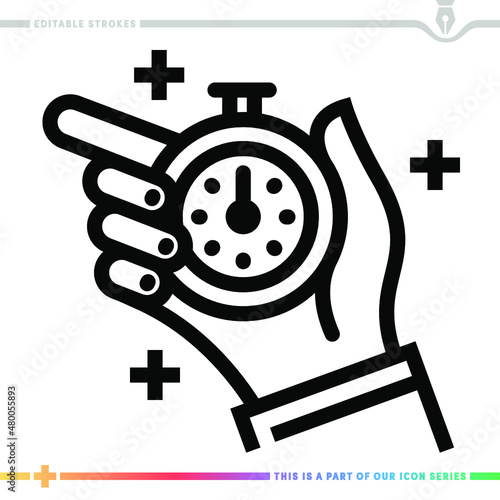 Line icon for good timing illustrations with editable strokes. This vector graphic has customizable stroke width.