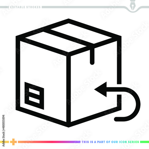 Line icon for product recall illustrations with editable strokes. This vector graphic has customizable stroke width.