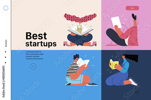Startup illustration, website landing template. Concept of building new business