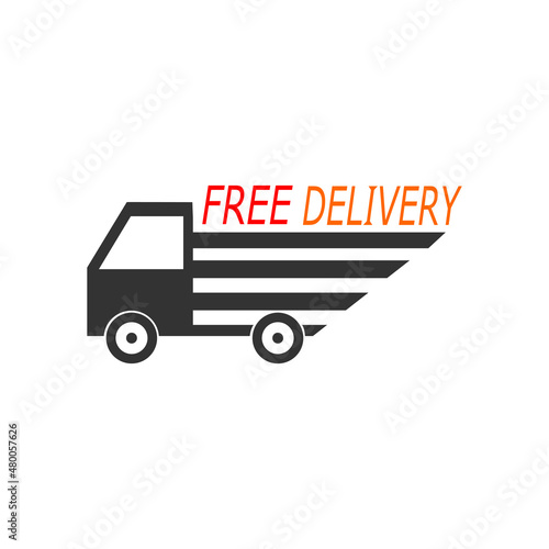 Fast delivery truck vector icon. Fast shipping delivery icon. Isolated on white background.