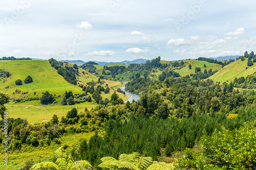 Whanganui river view from Piriaka lookout on State Highway 49 in New Zealand photo