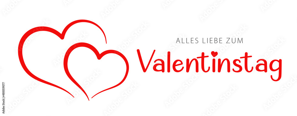German text: Alles Liebe zum Valentinstag. Happy Valentine's Day, vector
