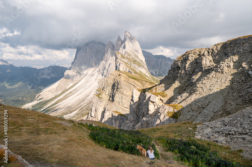 Majestic mountain scenery - Seceda, Dolomites, Italy photo