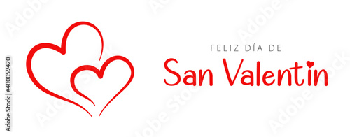 Spanish text: Feliz día de San Valentín. Happy Valentine's Day, vector
