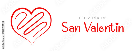 Spanish text: Feliz día de San Valentín. Happy Valentine's Day, vector
