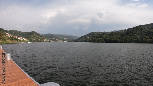 View on Douro River from the Pier nautical in the Pala, Ribadouro, Baiao, Portugal. photo