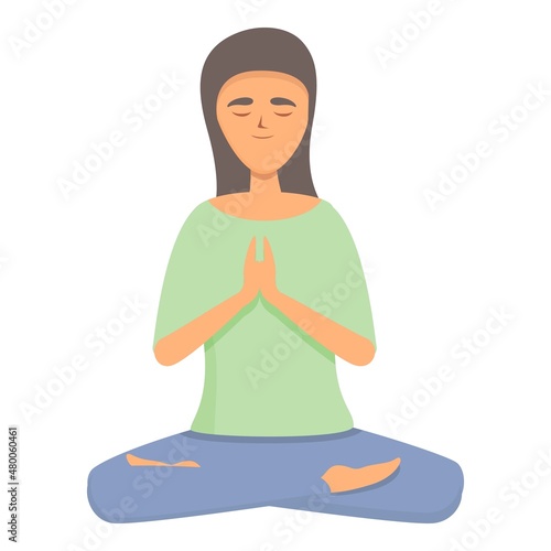 Modern meditation icon cartoon vector. Woman relax. Zen pose