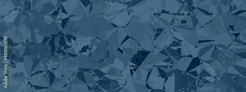 Banner abstract macro crystal geometric background texture Prussian blue color. Random pattern background. Texture Prussian blue color pattern background.
