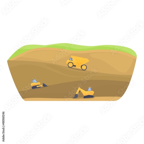 Mine ground icon cartoon vector. Sand loader. Construction excavator