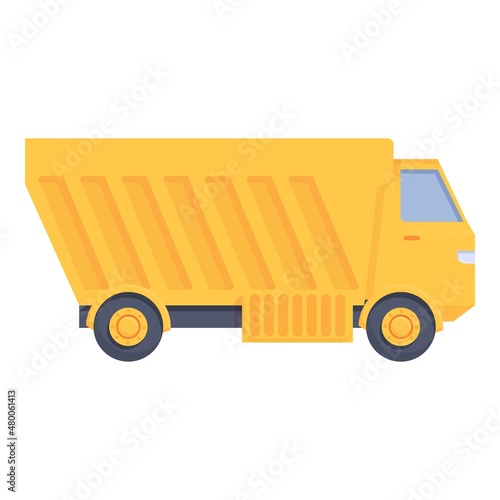 Loader truck icon cartoon vector. Mine construction. Top view