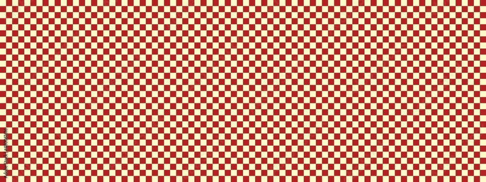 Checkerboard banner. Firebrick and Beige colors of checkerboard. Small squares, small cells. Chessboard, checkerboard texture. Squares pattern. Background. Checkerboard banner. Firebrick and Beige colors of checkerboard. Small squares, small cells. Chessboard, checkerboard texture. Squares pattern. Background.