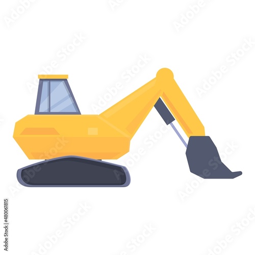 Construction excavator icon cartoon vector. Mine industry. Top sand