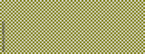 Checkerboard banner. Olive and Light grey colors of checkerboard. Small squares, small cells. Chessboard, checkerboard texture. Squares pattern. Background.