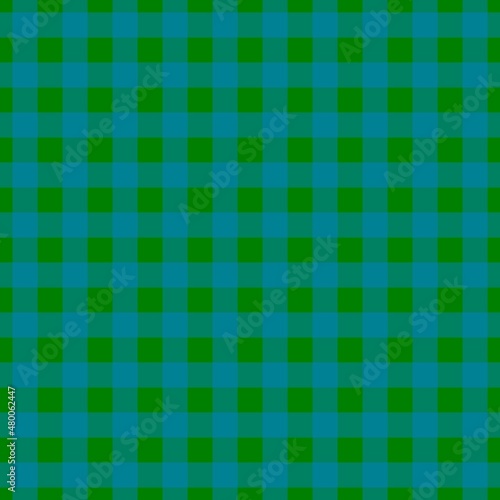Plaid pattern. Green on Blue color. Tablecloth pattern. Texture. Seamless classic pattern background.