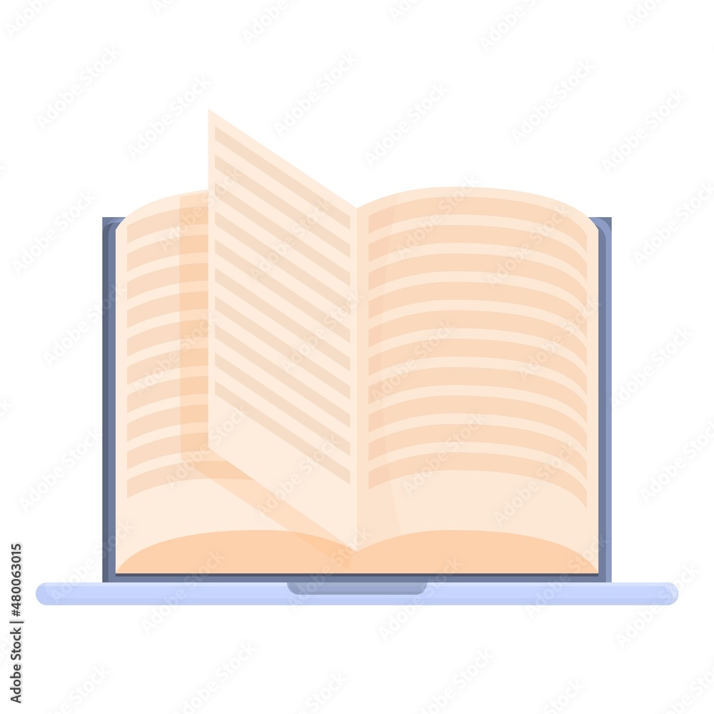 Online reading book icon cartoon vector. Computer test. Form quiz Online reading book icon cartoon vector. Computer test. Form quiz