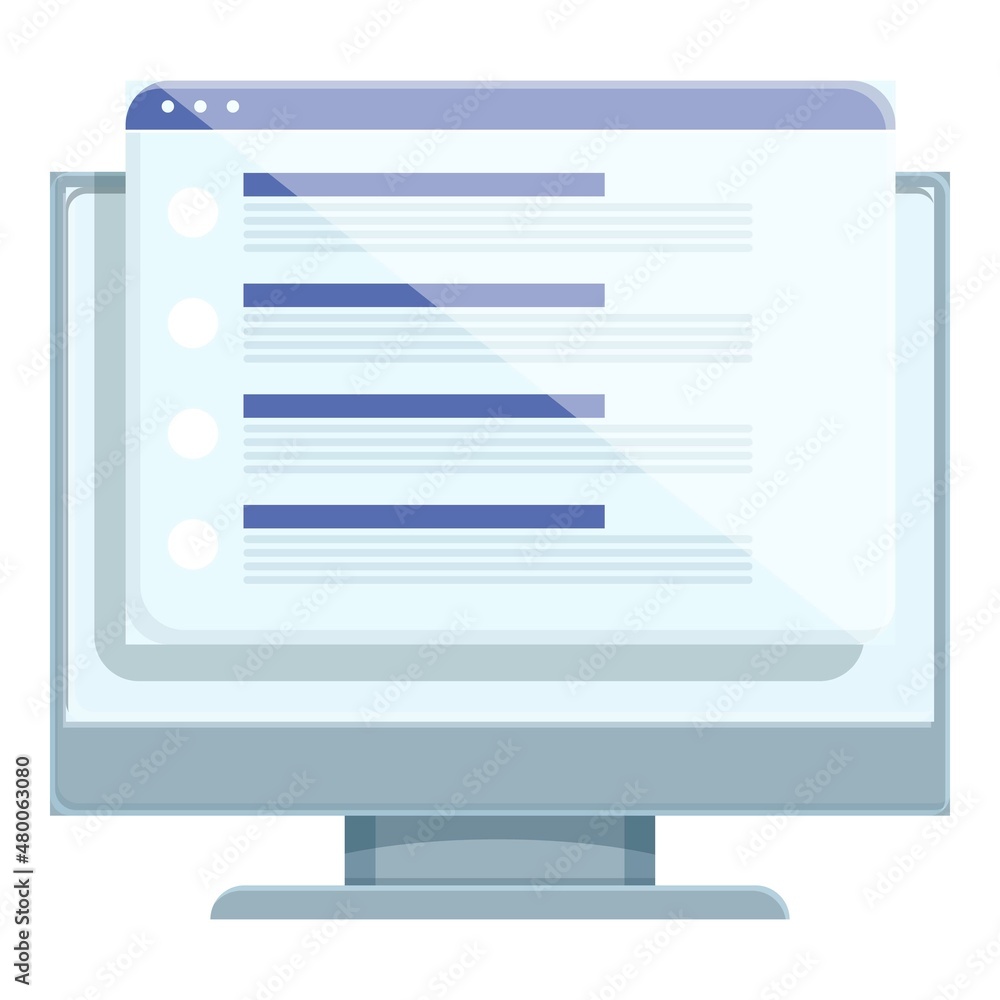 Web page survey icon cartoon vector. Online exam. Test computer Web page survey icon cartoon vector. Online exam. Test computer