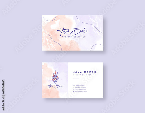 Beautiful watercolor business card template