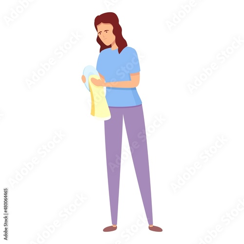 Clean dishes icon cartoon vector. House service. Professional household