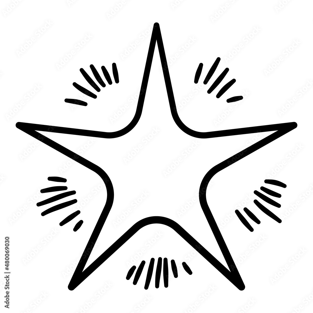 Obraz premium Sketch star. Cute star shape, black starburst doodle sign for christmas decoration isolated