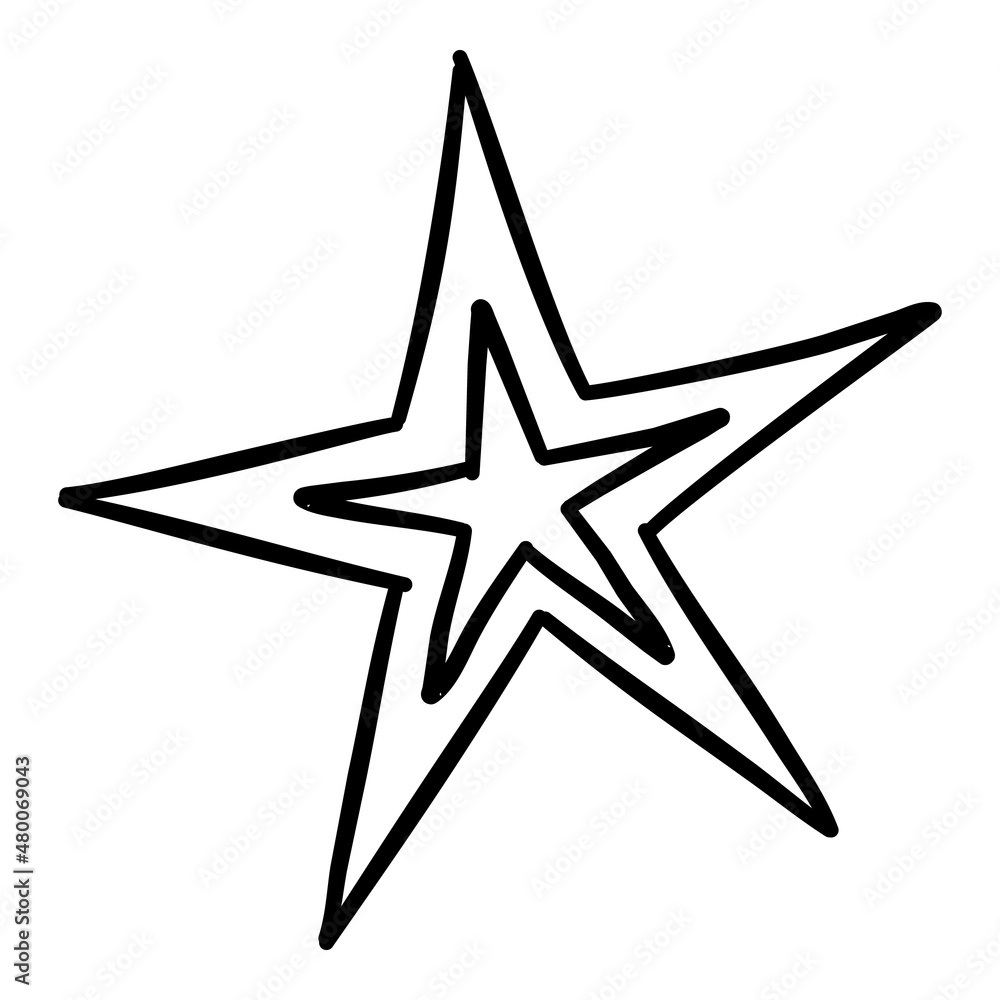 Sketch star. Cute star shape, black starburst doodle sign for christmas decoration isolated Sketch star. Cute star shape, black starburst doodle sign for christmas decoration isolated